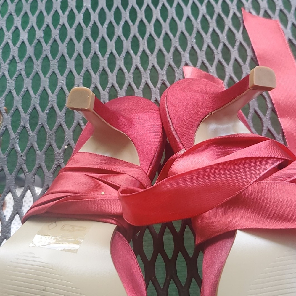 SHASHU Red Satin Ribbon Shoes - Picture 6 of 11